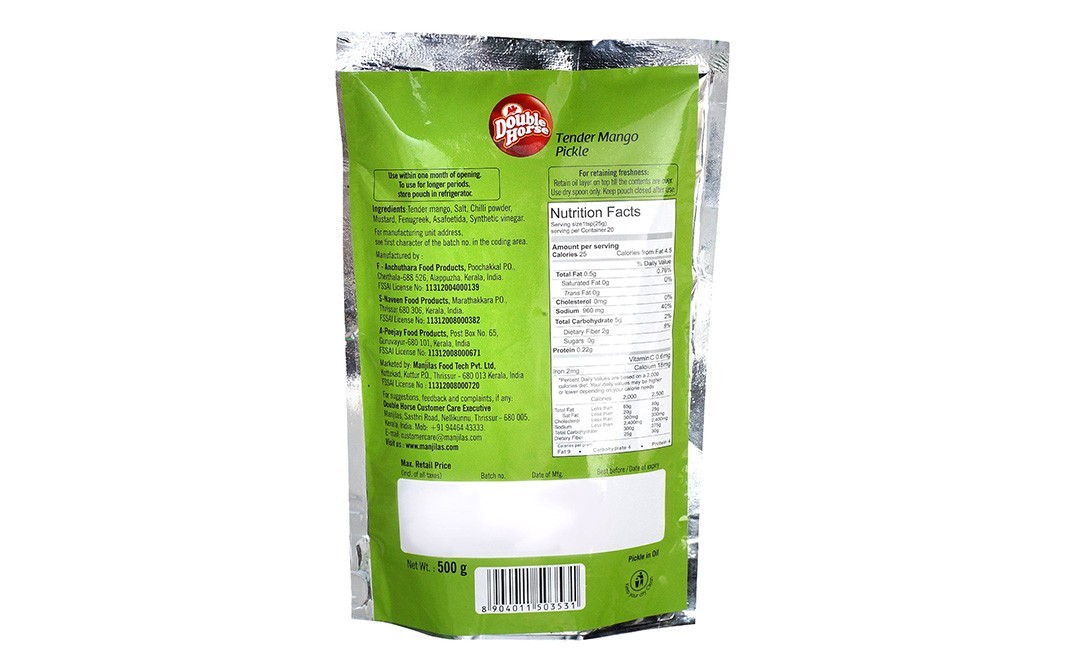 Double Horse Tender Mango Pickle    Pack  500 grams